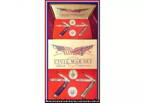 Civil War Commemorative Gunstock Knife Gift Set