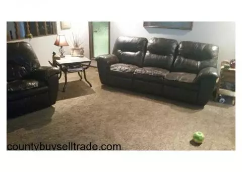 Sam Levitz real leather recliner and couch