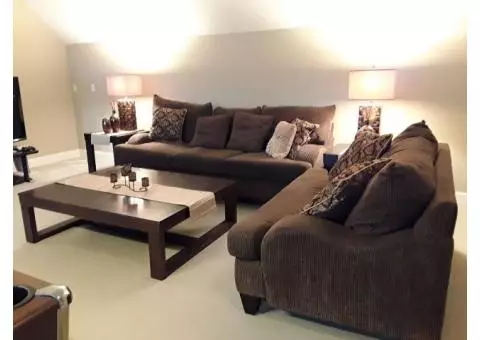 Sofa, loveseat, coffee table, 2 end tables, 2 lamps