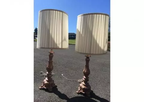 2 Rose Gold Brass Victorian style lamps for the bedroom, living room or family room