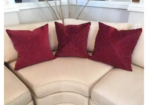 Red beaded pillows (3)
